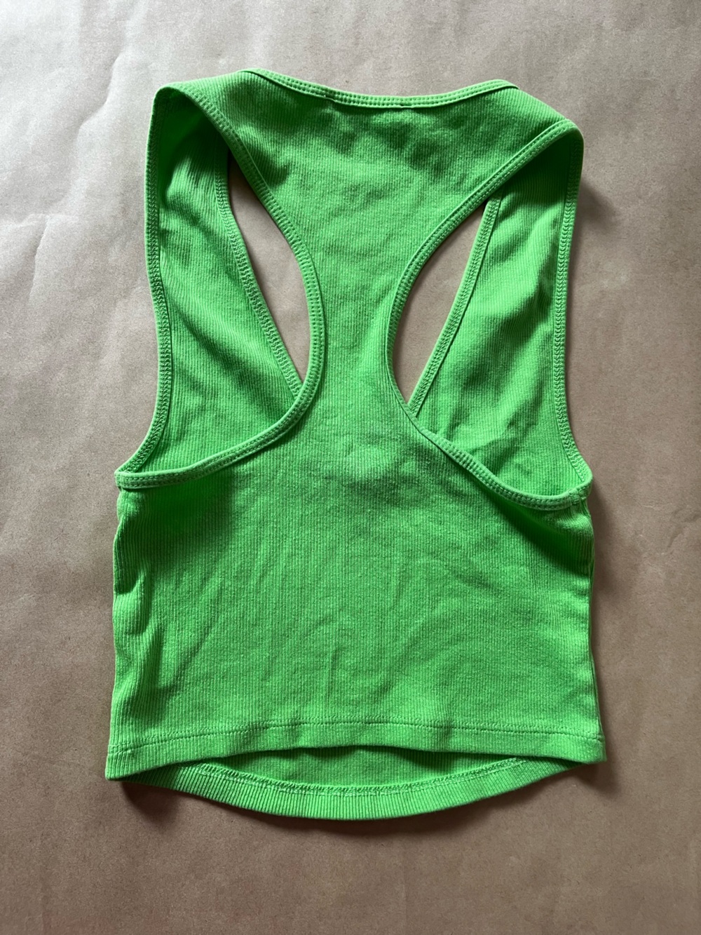 Zara Neon Green Ribbed Racerback Crop Tank - Picture 3 of 3